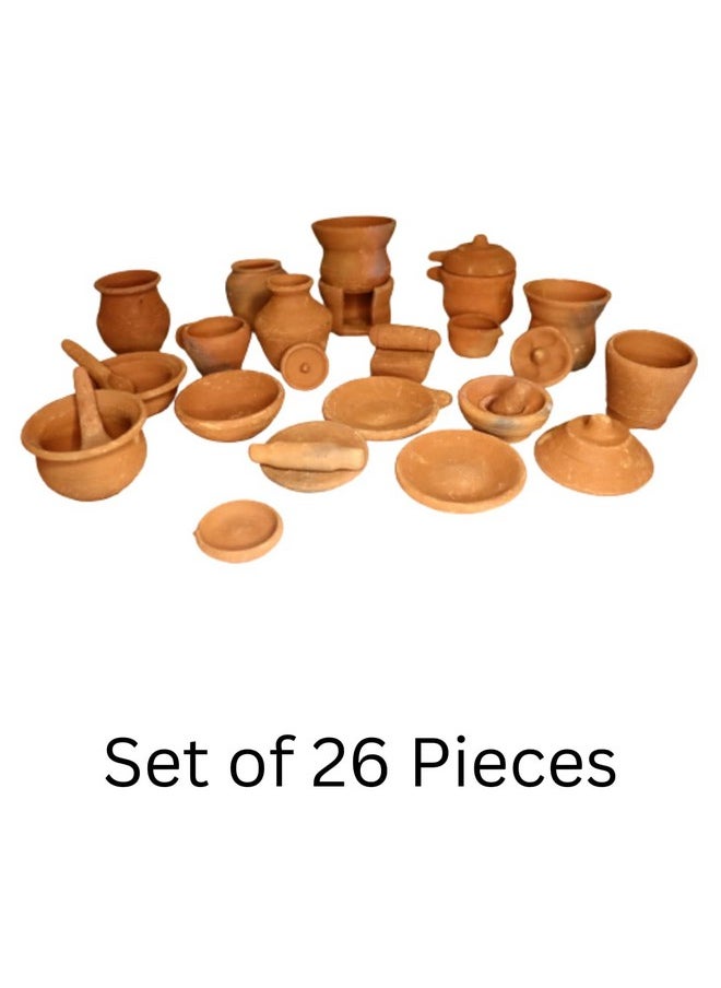 Miniature Kitchen Set of 26 Pieces/Terracotta Cooking Play Set | Choppu Saman Set | Clay Kitchen Set/Home Decoration