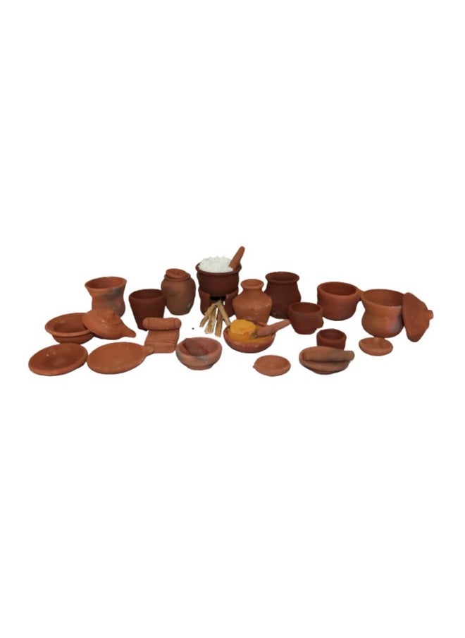 Miniature Kitchen Set of 26 Pieces/Terracotta Cooking Play Set | Choppu Saman Set | Clay Kitchen Set/Home Decoration