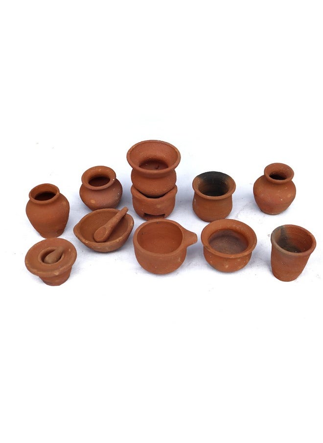 Real Miniature Clay Kitchen Set of 30 Pieces | Terracotta Cooking Play Set Toys for Kids | Choppu Saman Set | Clay Kitchen Set/Home Decoration