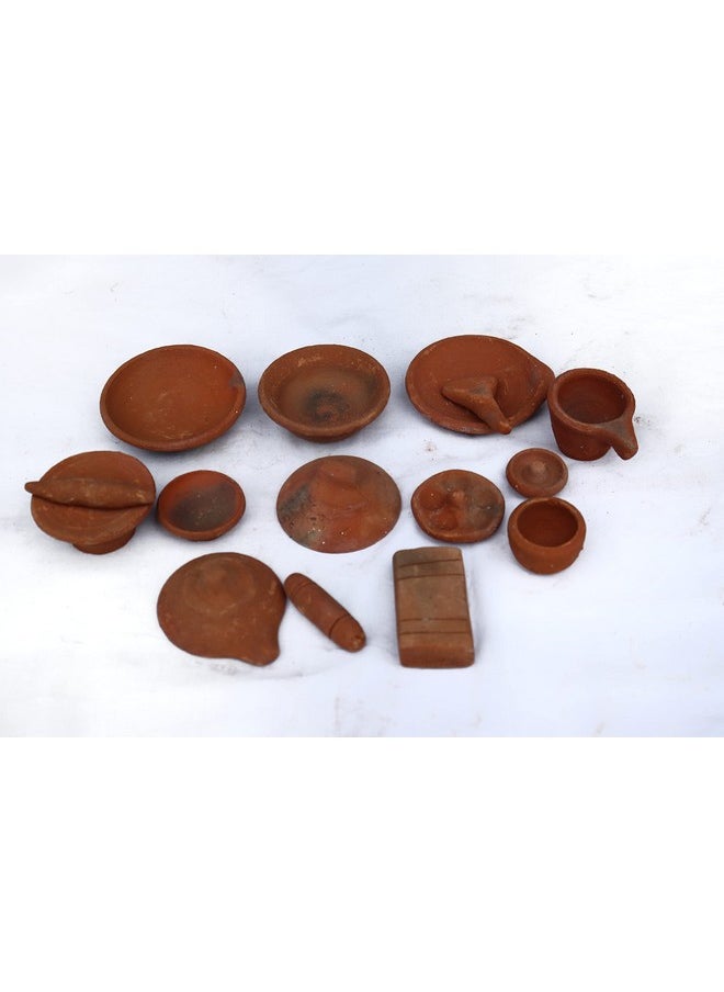 Real Miniature Clay Kitchen Set of 30 Pieces | Terracotta Cooking Play Set Toys for Kids | Choppu Saman Set | Clay Kitchen Set/Home Decoration
