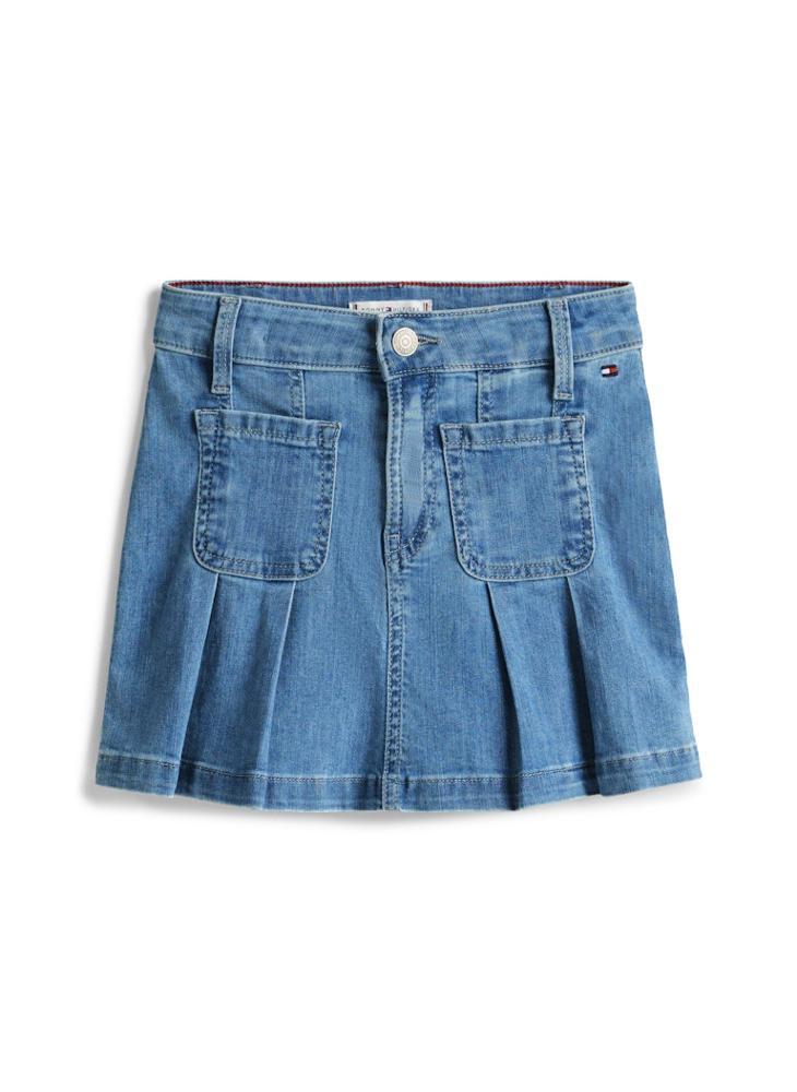 Kids Denim Pleated Skirt