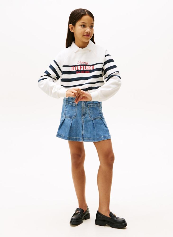 Kids Denim Pleated Skirt