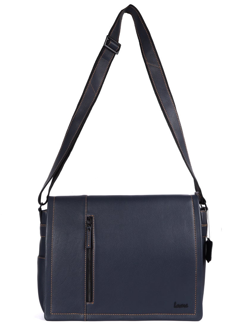 LAVERI Laptop Bag for Men - Leather Messenger Bag for Office - Fits up to 15 Inch Laptop - Shoulder Bag with Multiple Compartments - Executive Leather Bag for Work/Travel/Casual  - 2491