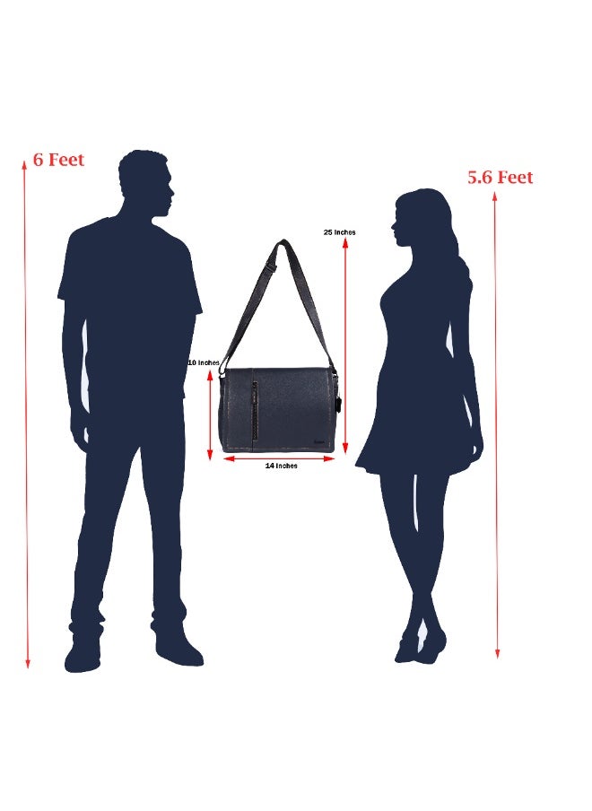 LAVERI Laptop Bag for Men - Leather Messenger Bag for Office - Fits up to 15 Inch Laptop - Shoulder Bag with Multiple Compartments - Executive Leather Bag for Work/Travel/Casual  - 2491