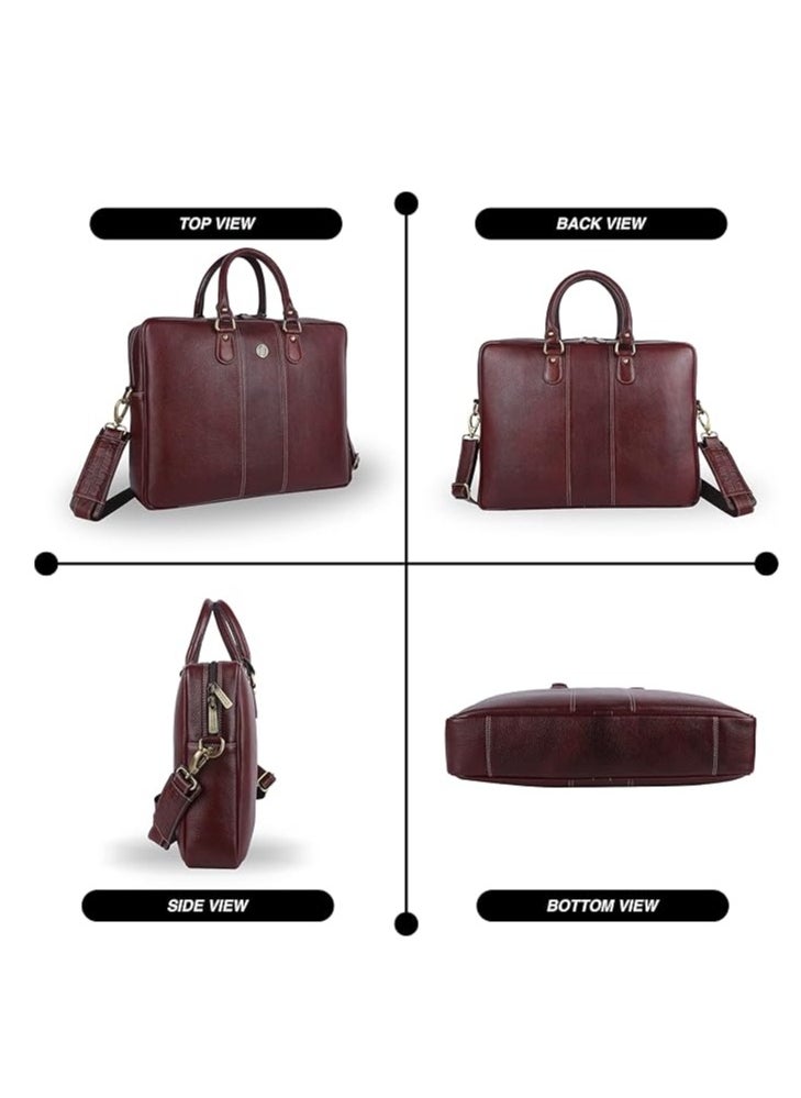 Leather Laptop Bag for Men/Office Bag for Men, Brushwood | Fits Up to 16 Inch Laptop/MacBook | Leather Bag with Shoulder Straps | Laptop Messenger Bag/Leather Bag for Men | LB197BR | XGVS