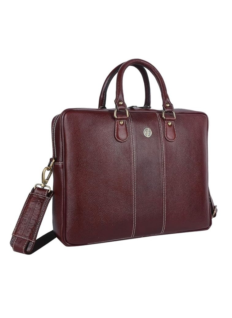 Leather Laptop Bag for Men/Office Bag for Men, Brushwood | Fits Up to 16 Inch Laptop/MacBook | Leather Bag with Shoulder Straps | Laptop Messenger Bag/Leather Bag for Men | LB197BR | XGVS