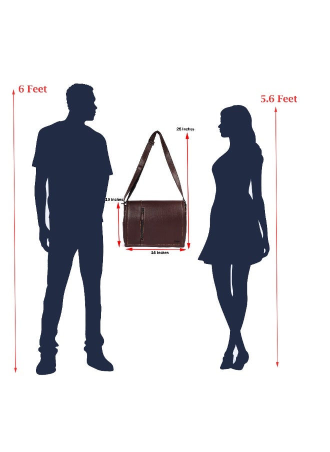 LAVERI Laptop Bag for Men - Leather Messenger Bag for Office - Fits up to 15 Inch Laptop - Shoulder Bag with Multiple Compartments - Executive Leather Bag for Work/Travel/Casual  - 2491