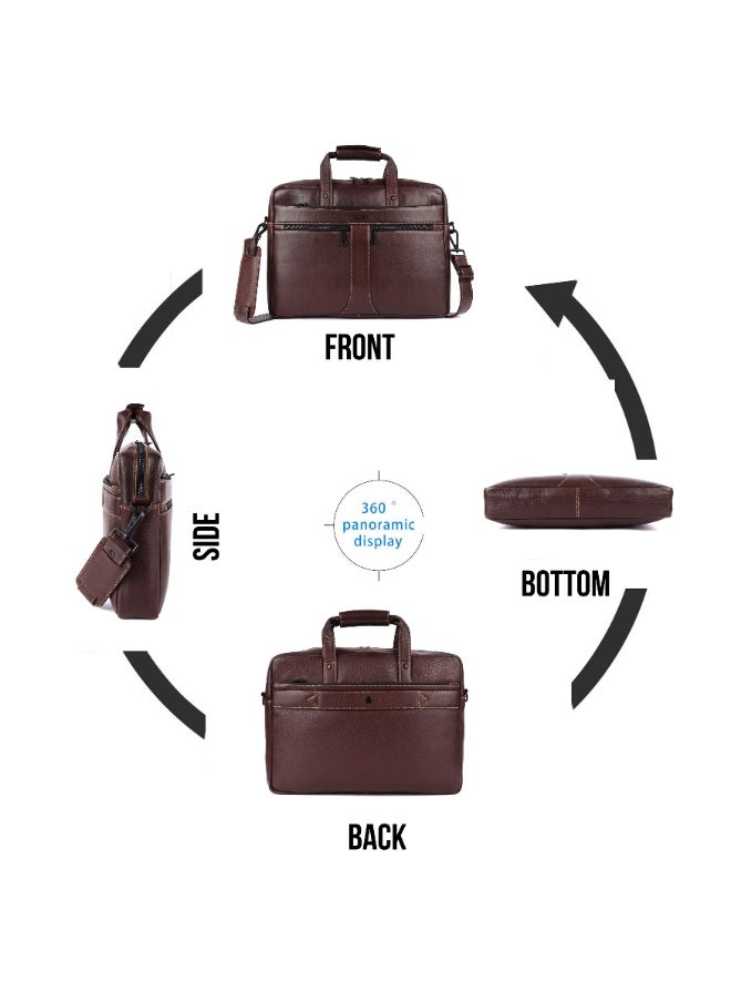 LAVERI Laptop Bag for Men - Leather Messenger Bag for Office - Fits up to 15 Inch Laptop - Shoulder Bag with Multiple Compartments - Executive Leather Bag for Work/Travel/Casual  - 2817