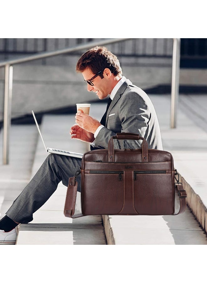LAVERI Laptop Bag for Men - Leather Messenger Bag for Office - Fits up to 15 Inch Laptop - Shoulder Bag with Multiple Compartments - Executive Leather Bag for Work/Travel/Casual  - 2817
