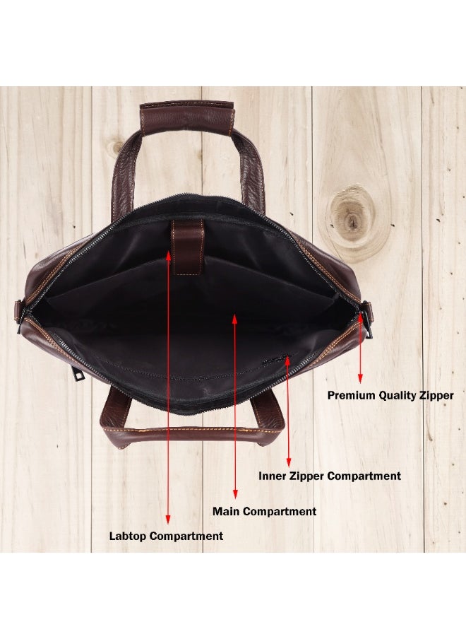 LAVERI Laptop Bag for Men - Leather Messenger Bag for Office - Fits up to 15 Inch Laptop - Shoulder Bag with Multiple Compartments - Executive Leather Bag for Work/Travel/Casual  - 2817