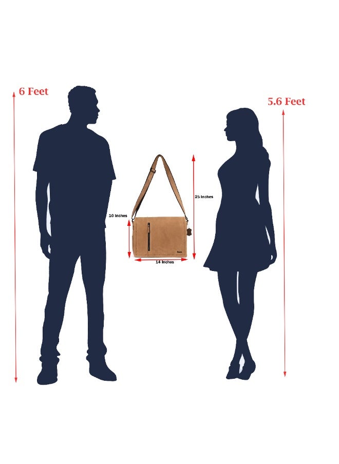 LAVERI Laptop Bag for Men - Leather Messenger Bag for Office - Fits up to 15 Inch Laptop - Shoulder Bag with Multiple Compartments - Executive Leather Bag for Work/Travel/Casual  - 2491