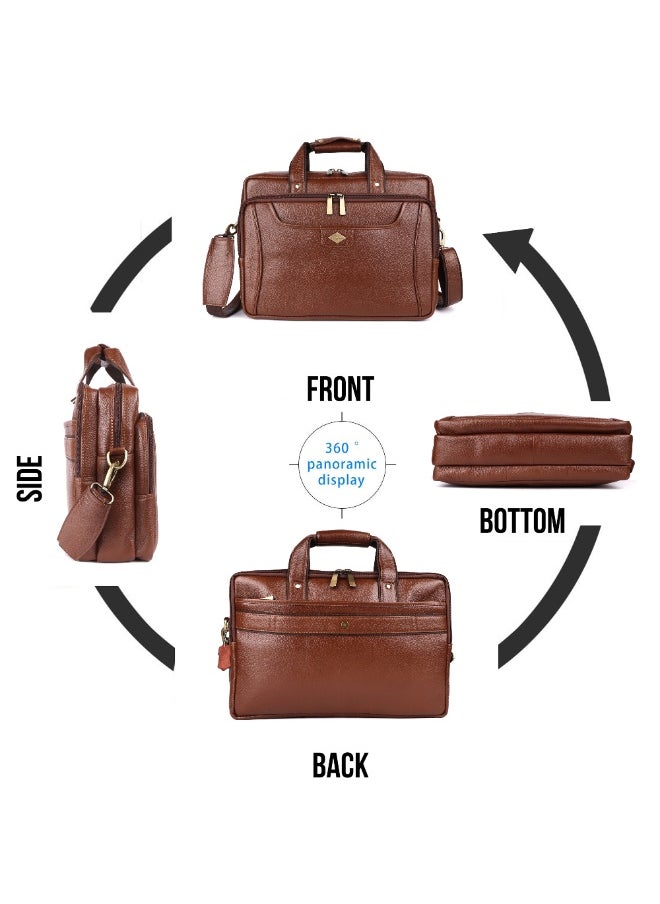 LAVERI Laptop Bag for Men - Leather Messenger Bag for Office - Fits up to 15 Inch Laptop - Shoulder Bag with Multiple Compartments - Executive Leather Bag for Work/Travel/Casual  - 2818