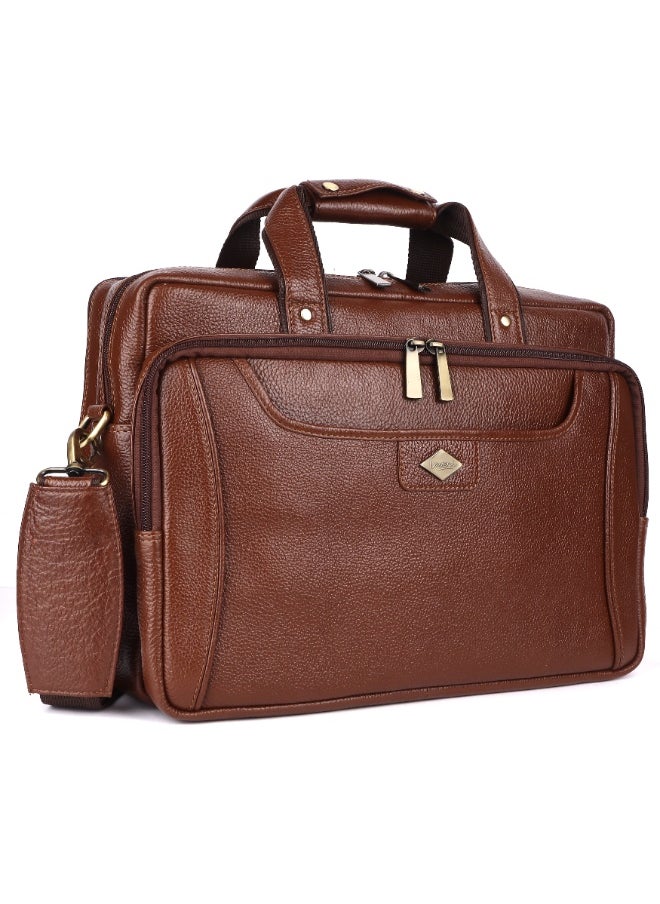 LAVERI Laptop Bag for Men - Leather Messenger Bag for Office - Fits up to 15 Inch Laptop - Shoulder Bag with Multiple Compartments - Executive Leather Bag for Work/Travel/Casual  - 2818
