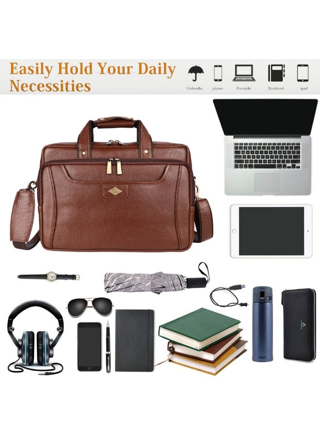 LAVERI Laptop Bag for Men - Leather Messenger Bag for Office - Fits up to 15 Inch Laptop - Shoulder Bag with Multiple Compartments - Executive Leather Bag for Work/Travel/Casual  - 2818