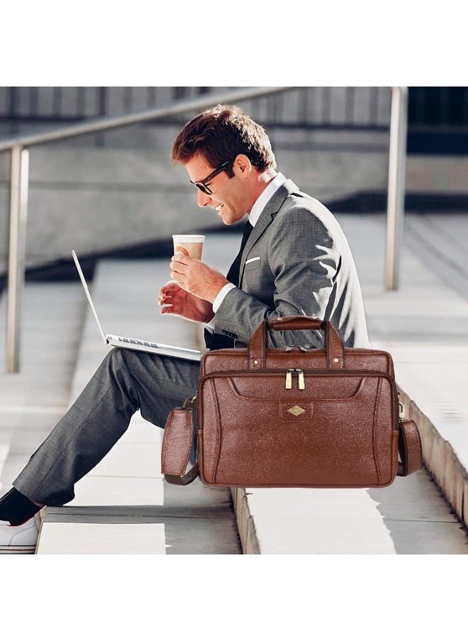 LAVERI Laptop Bag for Men - Leather Messenger Bag for Office - Fits up to 15 Inch Laptop - Shoulder Bag with Multiple Compartments - Executive Leather Bag for Work/Travel/Casual  - 2818