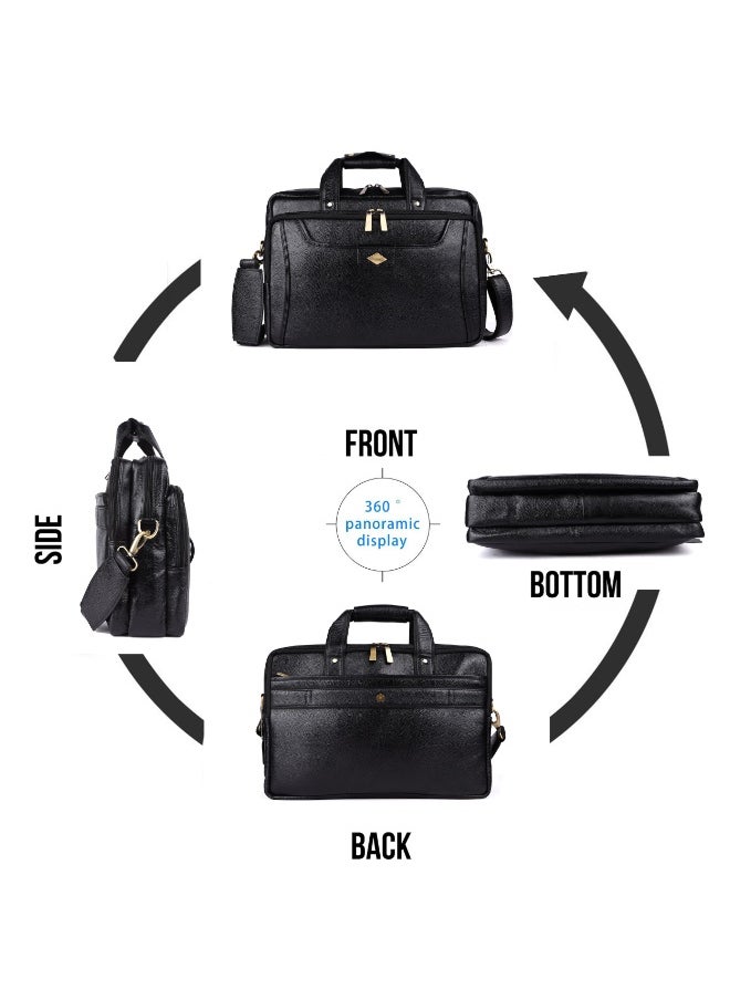 LAVERI Laptop Bag for Men - Leather Messenger Bag for Office - Fits up to 15 Inch Laptop - Shoulder Bag with Multiple Compartments - Executive Leather Bag for Work/Travel/Casual  - 2818