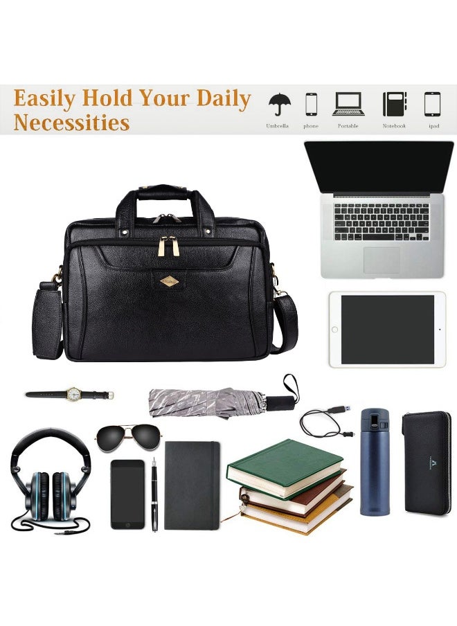 LAVERI Laptop Bag for Men - Leather Messenger Bag for Office - Fits up to 15 Inch Laptop - Shoulder Bag with Multiple Compartments - Executive Leather Bag for Work/Travel/Casual  - 2818