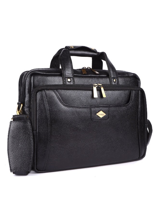 LAVERI Laptop Bag for Men - Leather Messenger Bag for Office - Fits up to 15 Inch Laptop - Shoulder Bag with Multiple Compartments - Executive Leather Bag for Work/Travel/Casual  - 2818