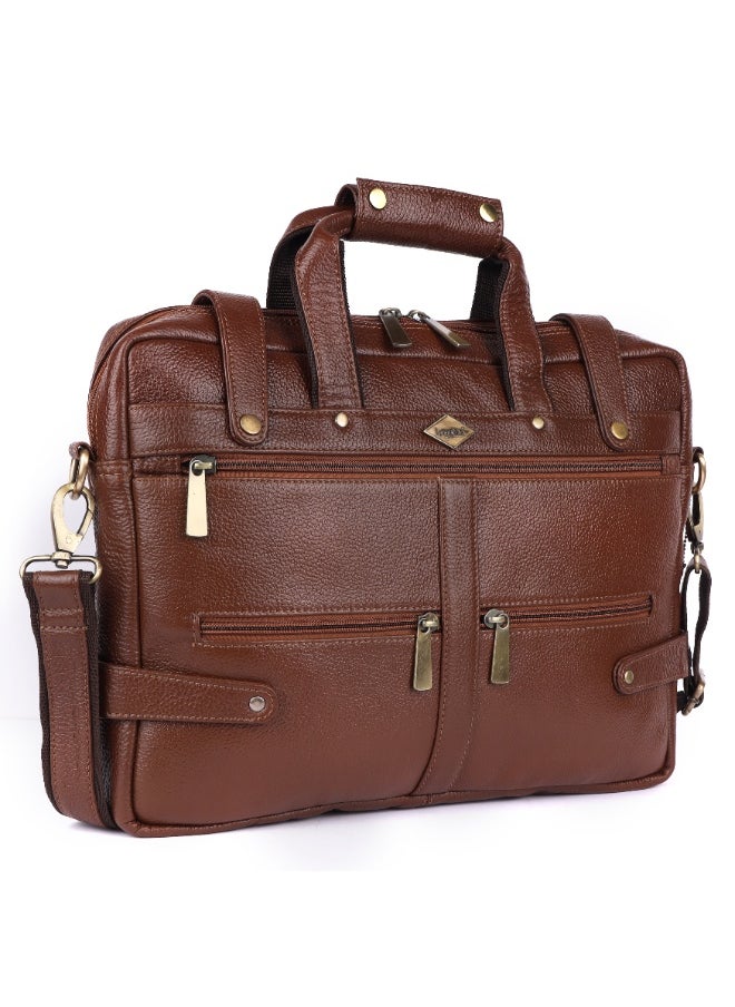 LAVERI Laptop Bag for Men - Leather Messenger Bag for Office - Fits up to 15 Inch Laptop - Shoulder Bag with Multiple Compartments - Executive Leather Bag for Work/Travel/Casual  - 2872