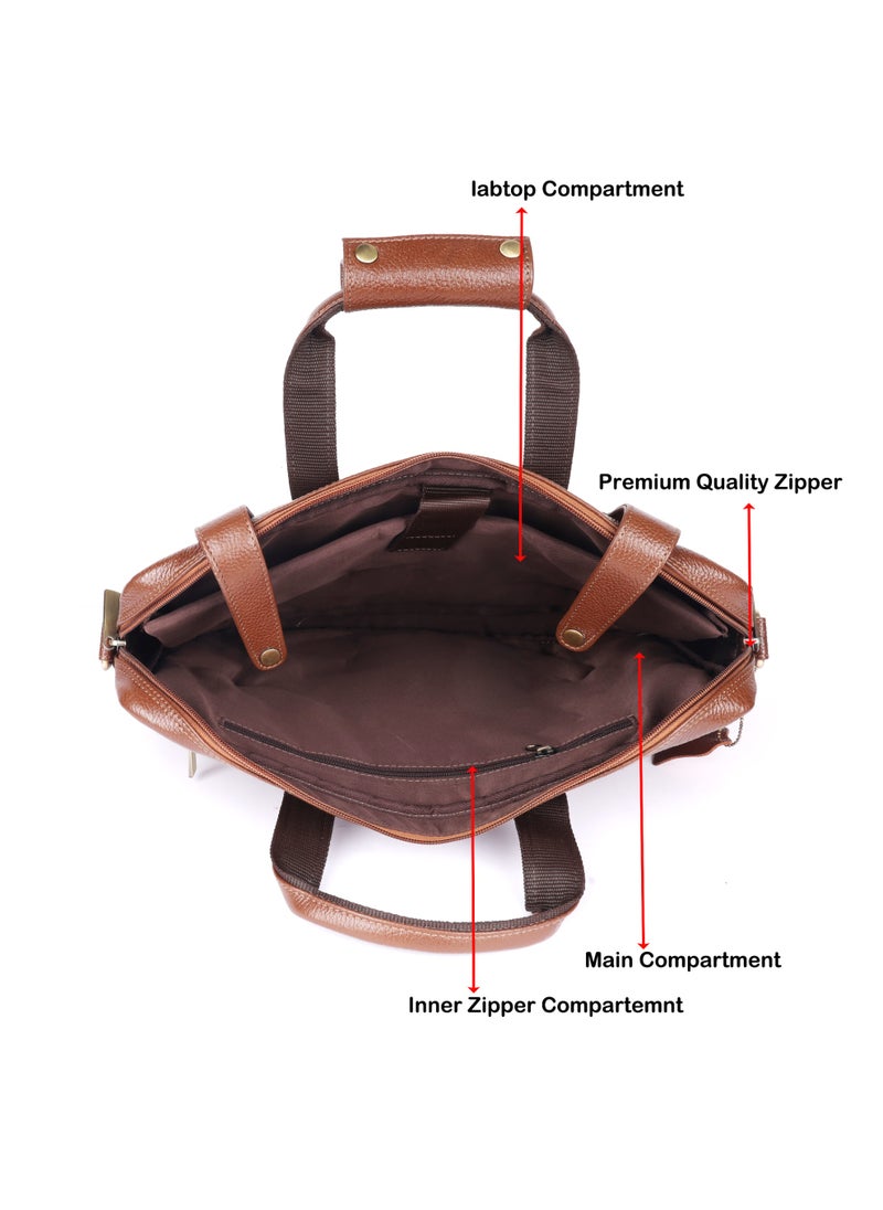 LAVERI Laptop Bag for Men - Leather Messenger Bag for Office - Fits up to 15 Inch Laptop - Shoulder Bag with Multiple Compartments - Executive Leather Bag for Work/Travel/Casual  - 2872