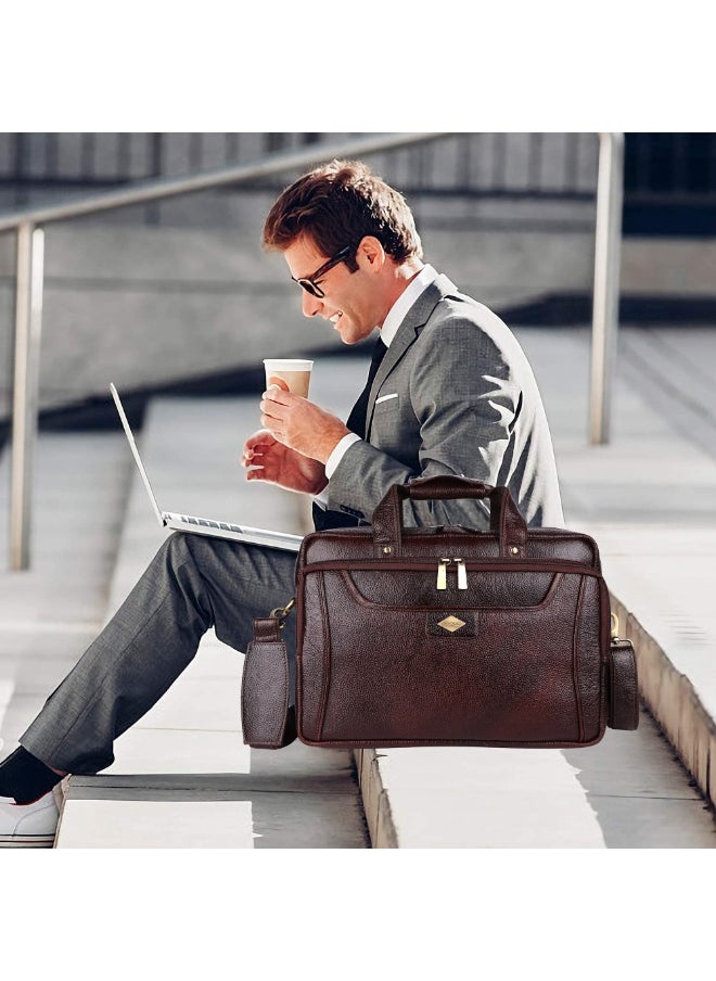 LAVERI Laptop Bag for Men - Leather Messenger Bag for Office - Fits up to 15 Inch Laptop - Shoulder Bag with Multiple Compartments - Executive Leather Bag for Work/Travel/Casual  - 2818