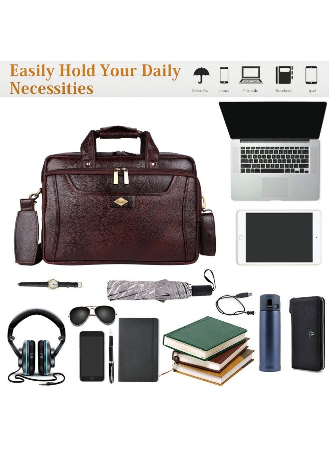 LAVERI Laptop Bag for Men - Leather Messenger Bag for Office - Fits up to 15 Inch Laptop - Shoulder Bag with Multiple Compartments - Executive Leather Bag for Work/Travel/Casual  - 2818