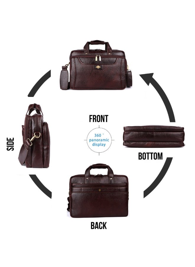 LAVERI Laptop Bag for Men - Leather Messenger Bag for Office - Fits up to 15 Inch Laptop - Shoulder Bag with Multiple Compartments - Executive Leather Bag for Work/Travel/Casual  - 2818