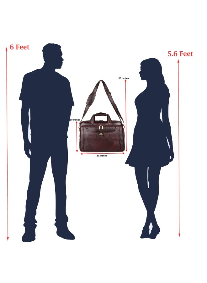 LAVERI Laptop Bag for Men - Leather Messenger Bag for Office - Fits up to 15 Inch Laptop - Shoulder Bag with Multiple Compartments - Executive Leather Bag for Work/Travel/Casual  - 2818