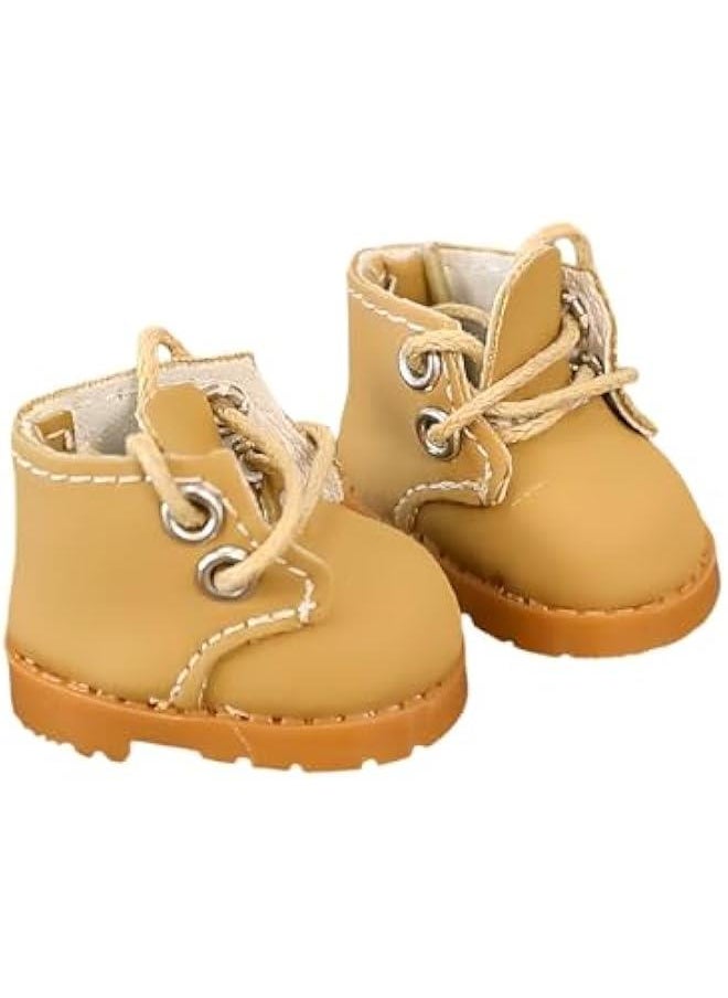 Labubu Shoes, Mini Shoes for Labubu Dolls, Labubu Accessories Clothes Outfit Set Martin Boots PU Leather Shoes Suitable for 15cm 17cm Labubu Doll, Doll Clothing Shoes Set Replacement Brown