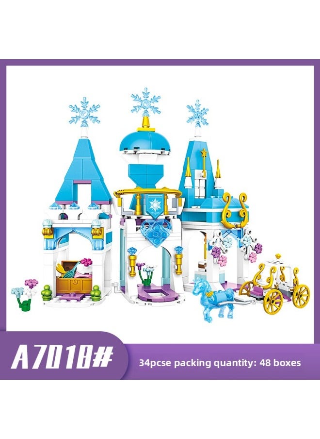 Chaobao Renren 7008 Princess Building Blocks Ice Castle Children's Small Particle Assembled Building Blocks Girl Toy Gift-Color:7018