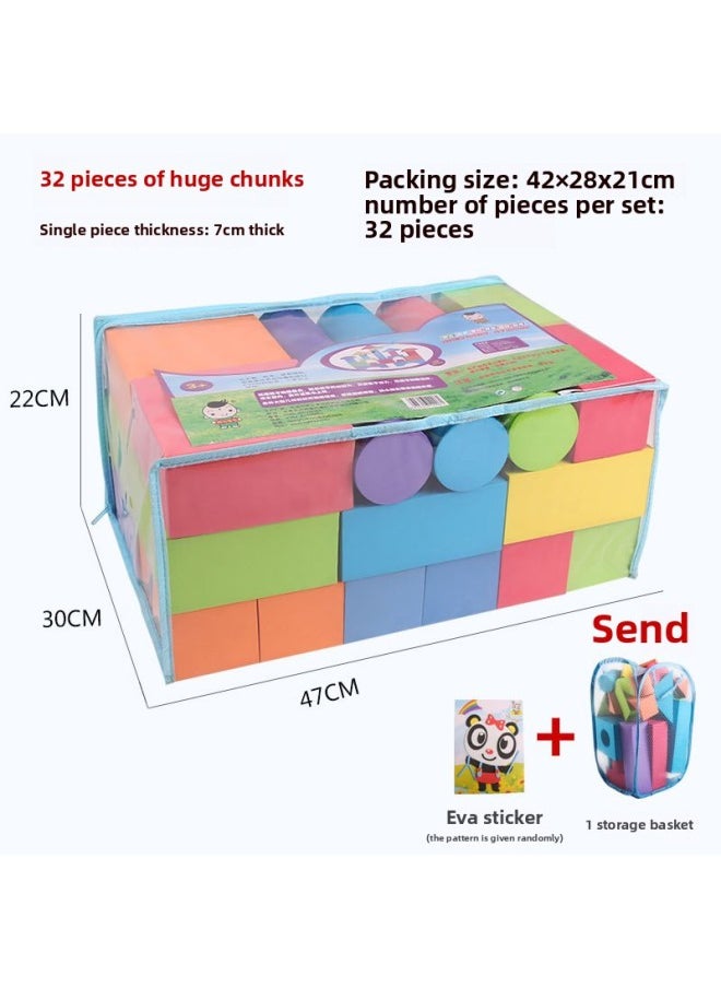 Direct Selling EVA Foam Building Blocks Large 3-6-7-8 Years Old Soft Sponge Kindergarten Educational Children's Toys On Behalf Of Hair-Color:The Basket Is 3.5cm Thick And 50 Building Blocks (with EVA Stickers)