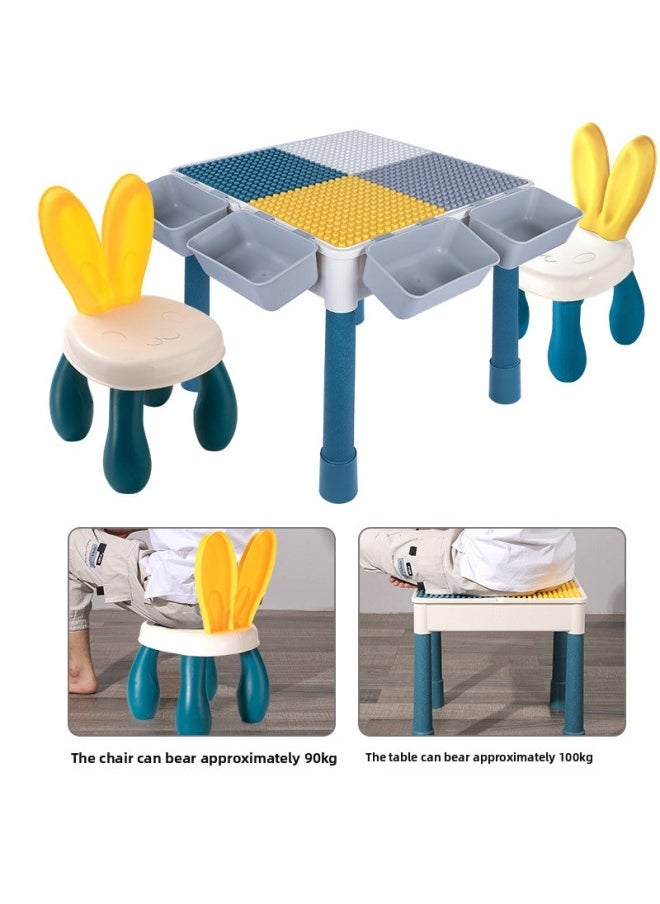Multi-functional Building Block Table Boys And Girls Children's Day Educational Assembling Toys Baby Intelligence Gift-Color:[Height Increase] Oversized Building Blocks Table +4 Barrels 200 Slide +100 Building Blocks Ferris Wheel