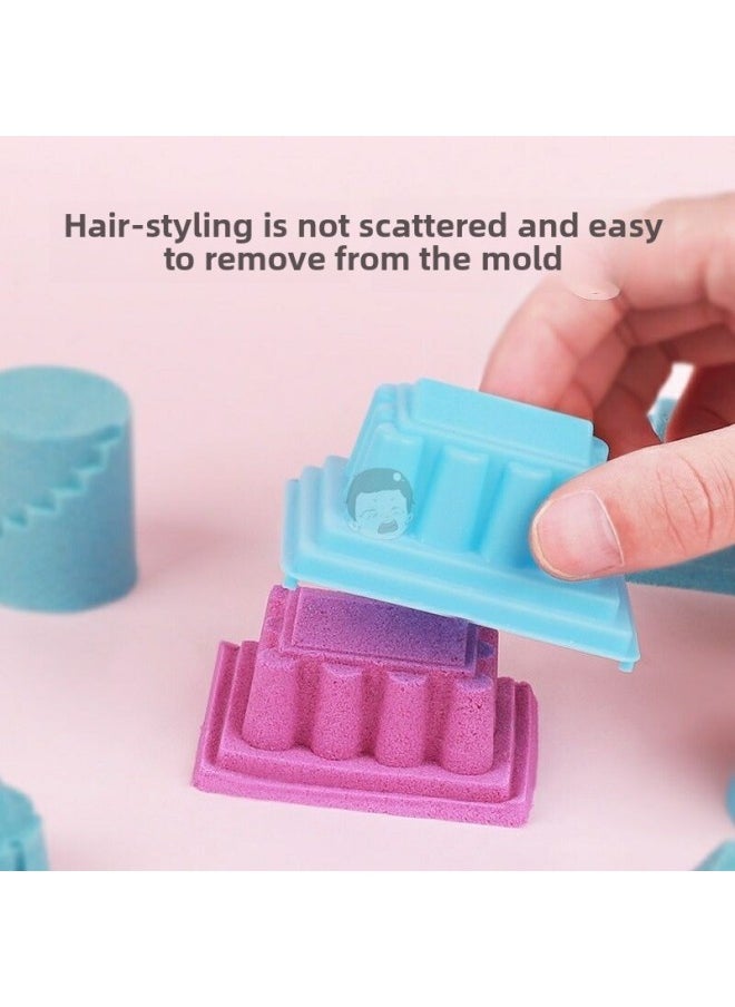 Children's Space Toy Sand Table Set Indoor Play Color Sand Boys And Girls Safety Baby Clay Color Mud Building Blocks Table-Specifications:Play Sand Table + Stool +2kg [Purple] Sand To 32 Molds