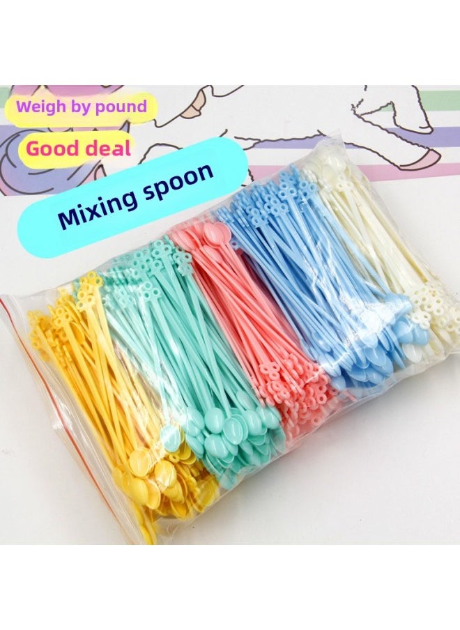 Candy-colored Plastic Mini Coffee Spoon Japanese Food Play Mixing Spoon 1kg Sauce Dripping Tool Color Mixing-Specifications:03# Light Green