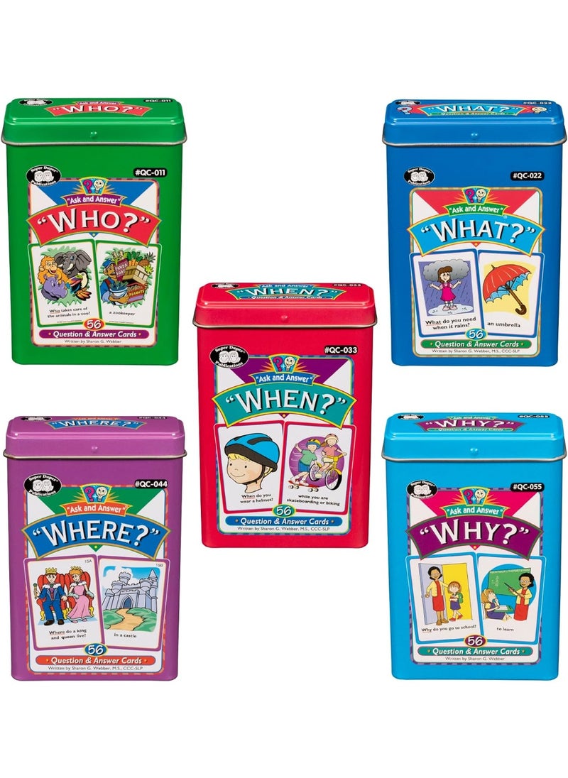 Super Duper Publications | Ask and Answer WH Question Five Fun Decks Bundle | Communication and Language Skills Flash Cards | Educational Resource for Children