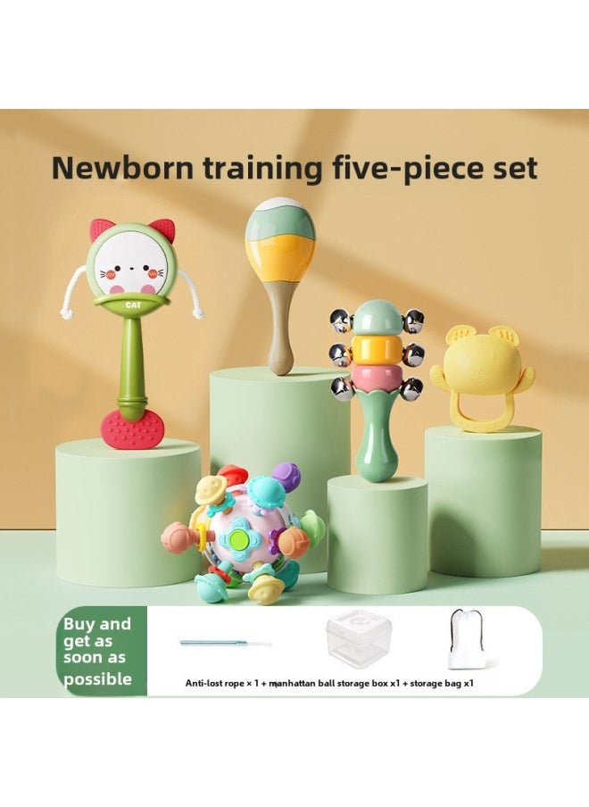 Baby Toys 0-1 Years Old Early Education Rattle Newborn Children 6 Months Baby Grasp Training Sand Hammer 3 Hand Rattle-Colour: Free Storage Bag
