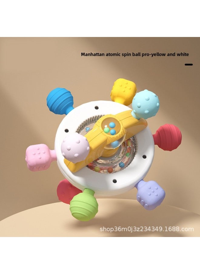 Baby Manhattan Hand-held Ball Toy Baby Grip Training Can Chew Boiled Tooth Glue Hand Rattle Wholesale-Color:Manhattan Atomic Rotating Teething Ball