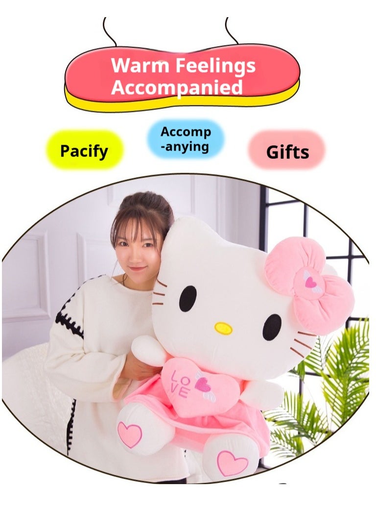 1-Piece Lovely Hello Kitty Cartoon Character Soft Stuffed Toy Ultra Soft Short Plush Cuddle Pillow Buddy