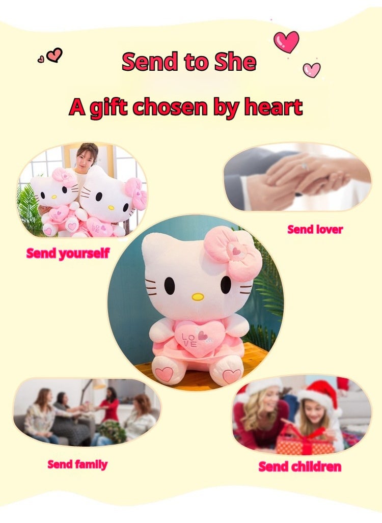 1-Piece Lovely Hello Kitty Cartoon Character Soft Stuffed Toy Ultra Soft Short Plush Cuddle Pillow Buddy