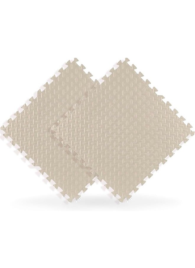 EVA Foam Mats  2 Pcs 60cmx60cmx2.5cm Foam Baby Play Mat Soft Gym Home Exercise Kids Play Baby Crawling Workout Mat Garage Floor Tiles Indoor Outdoor Fitness(beige)