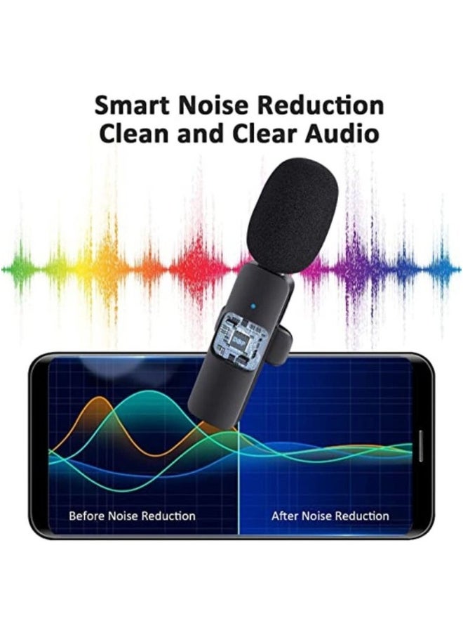 K8 Wireless Lavalier Microphone For iPhone And iPad iOS Phone Plug-Play Wireless Mic Black