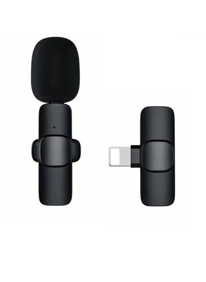 K8 Wireless Lavalier Microphone For iPhone And iPad iOS Phone Plug-Play Wireless Mic Black