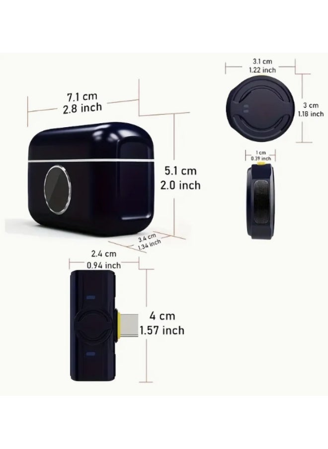 Microphone for USB-C Android Smartphone, iPhone15 Series Magnetic Back Clip,15H Battery Life with Charging Case Plug Play Mini Lapel Mics for Video