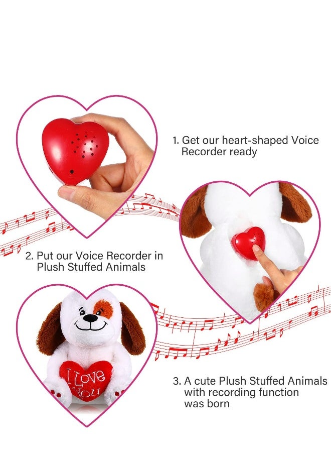 30s Voice Recorder for Stuffed Animals - Create Personalized Messages for Plush Toys, Perfect for Newborns & Teddy Bears (4 Pack, Red)