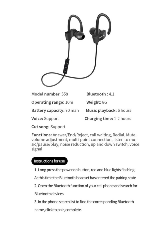 Stylish Mini Universal Sports Suspension Headphones Wireless Bluetooth Connection