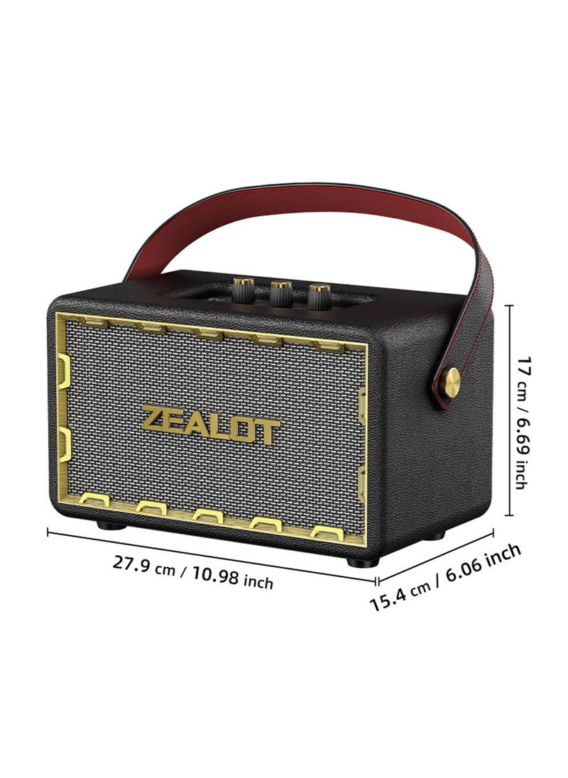 ZEALOT MT01 Retro Classic Bluetooth Speaker - 60W Bluetooth Portable Subwoofer 24000mAh 48h Playtime Speaker Loud Stereo Booming Bass TWS 5.2 Hi-Fi Sound Cube Design for Outdoor/Home/Car/Party