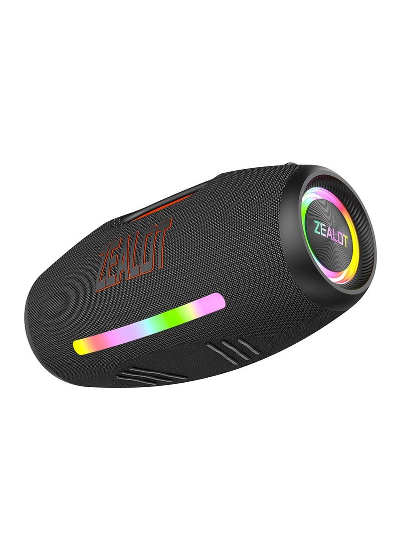 ZEALOT S89 250W Portable Bluetooth Speaker, Waterproof IPX5 Outdoor Powerful Loud Stereo Bass Subwoofer, 48000mAh Battery For 60H Playtime, HiFi Sound RGB Light Support USB Drive/ TF Card/ 3.5mm AUX Playback