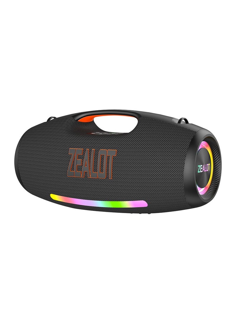 ZEALOT S89 250W Portable Bluetooth Speaker, Waterproof IPX5 Outdoor Powerful Loud Stereo Bass Subwoofer, 48000mAh Battery For 60H Playtime, HiFi Sound RGB Light Support USB Drive/ TF Card/ 3.5mm AUX Playback