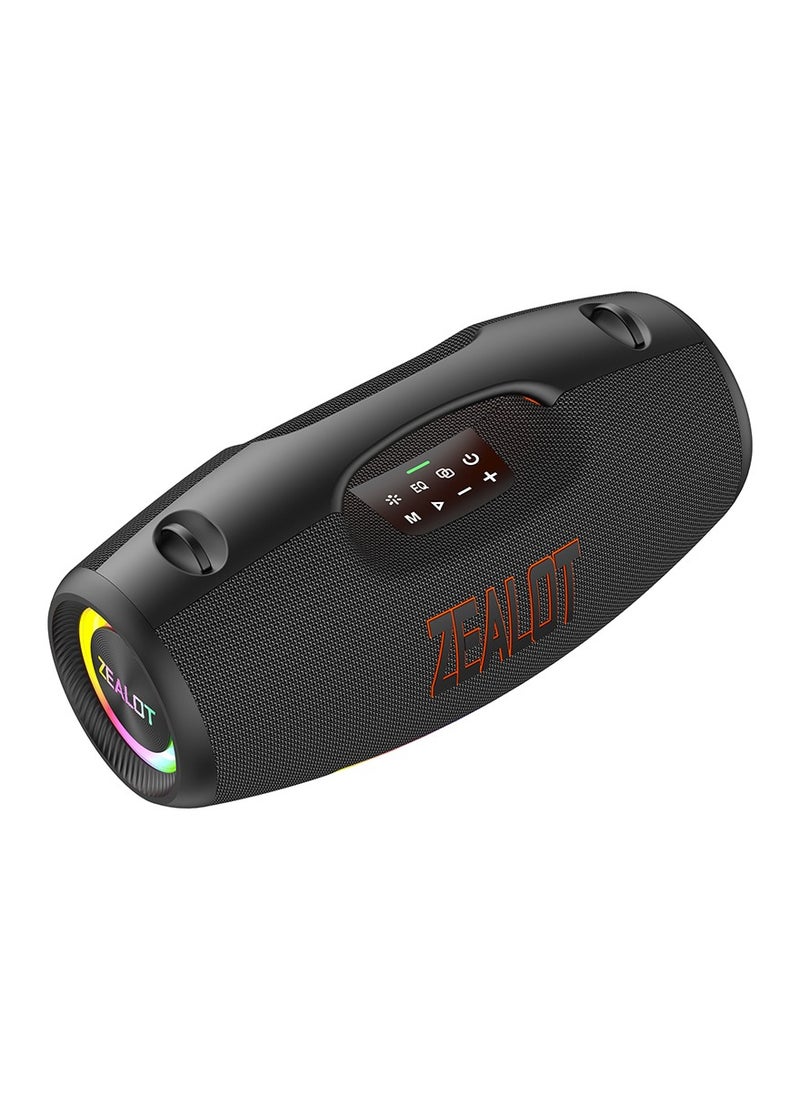ZEALOT S89 250W Portable Bluetooth Speaker, Waterproof IPX5 Outdoor Powerful Loud Stereo Bass Subwoofer, 48000mAh Battery For 60H Playtime, HiFi Sound RGB Light Support USB Drive/ TF Card/ 3.5mm AUX Playback