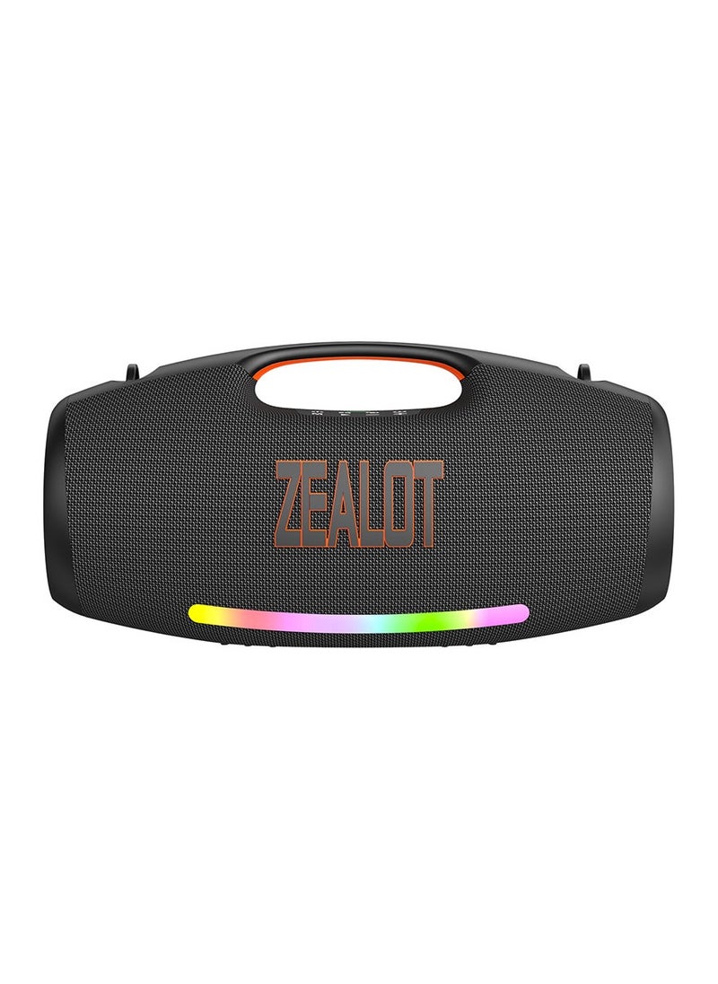 ZEALOT S89 250W Portable Bluetooth Speaker, Waterproof IPX5 Outdoor Powerful Loud Stereo Bass Subwoofer, 48000mAh Battery For 60H Playtime, HiFi Sound RGB Light Support USB Drive/ TF Card/ 3.5mm AUX Playback